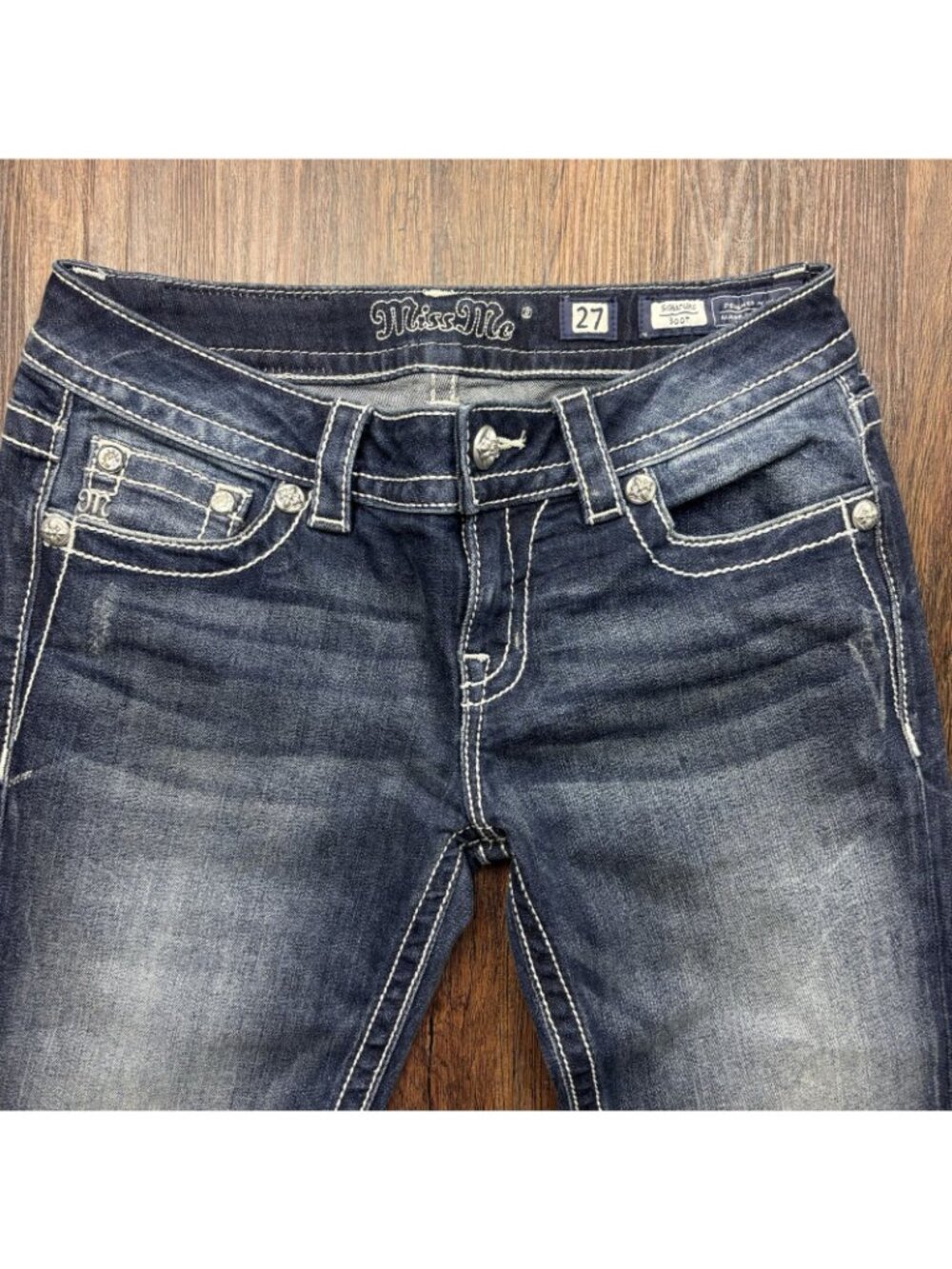 Miss Me L Bootcut Jeans Embellished Sequins Dark Wash Women’s Size 27 - Picture 3 of 12
